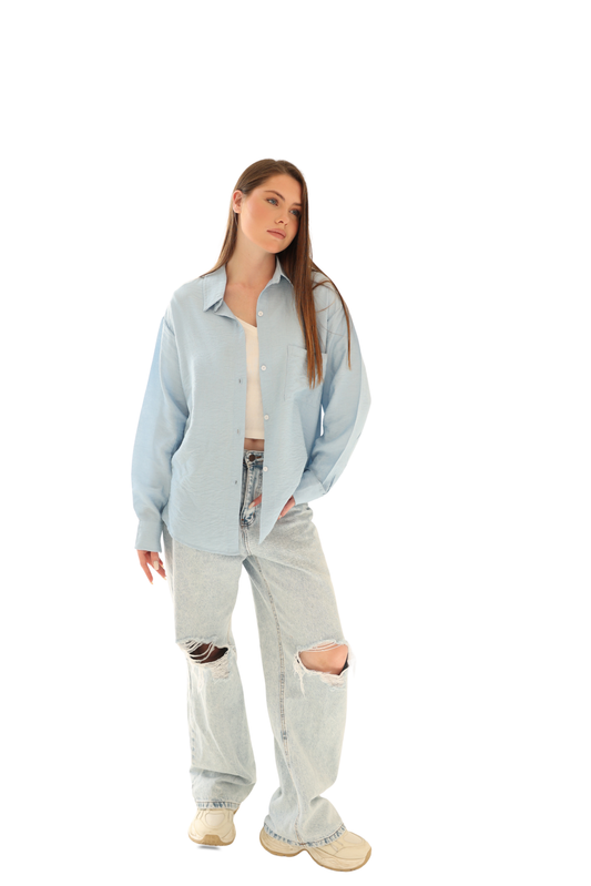 Luna Linen Shirt - Light Blue