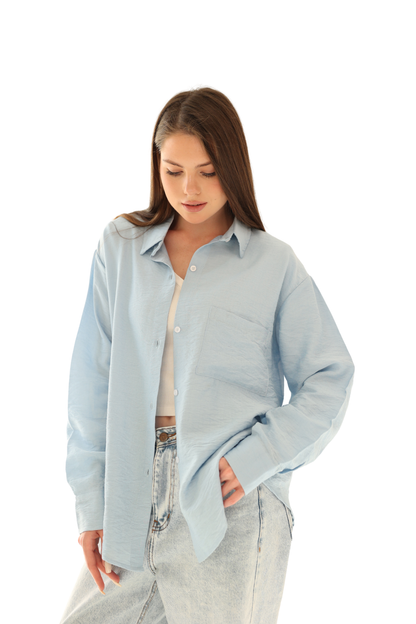 Luna Linen Shirt - Light Blue