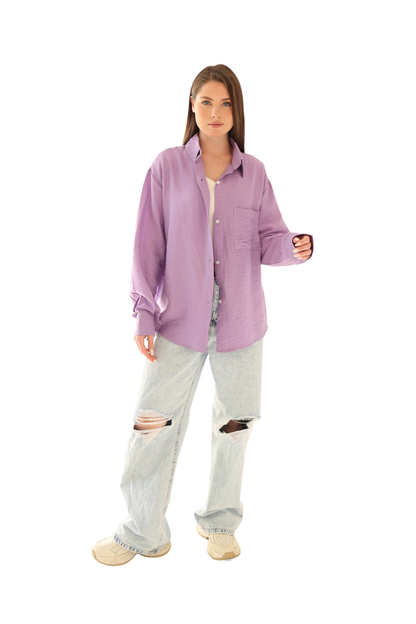 Luna Linen Shirt - Light Purple