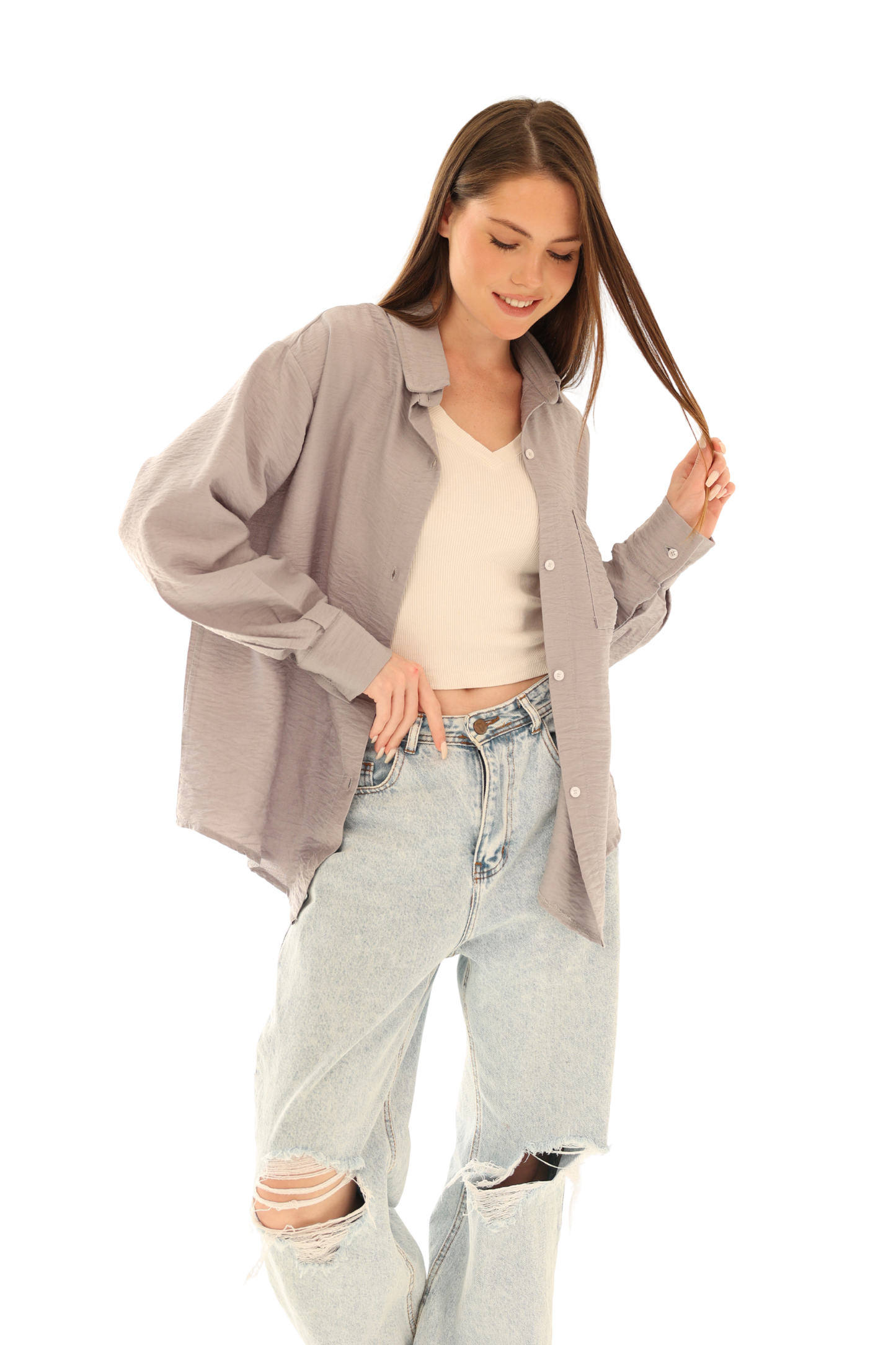 Luna Linen Shirt - Gray