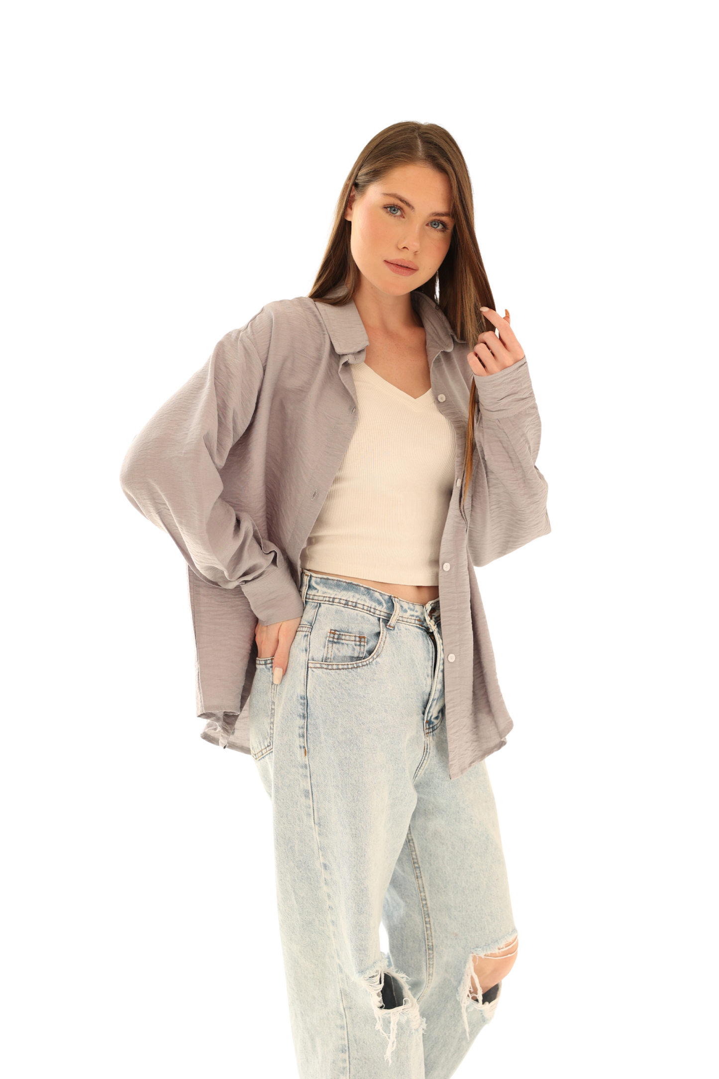 Luna Linen Shirt - Gray