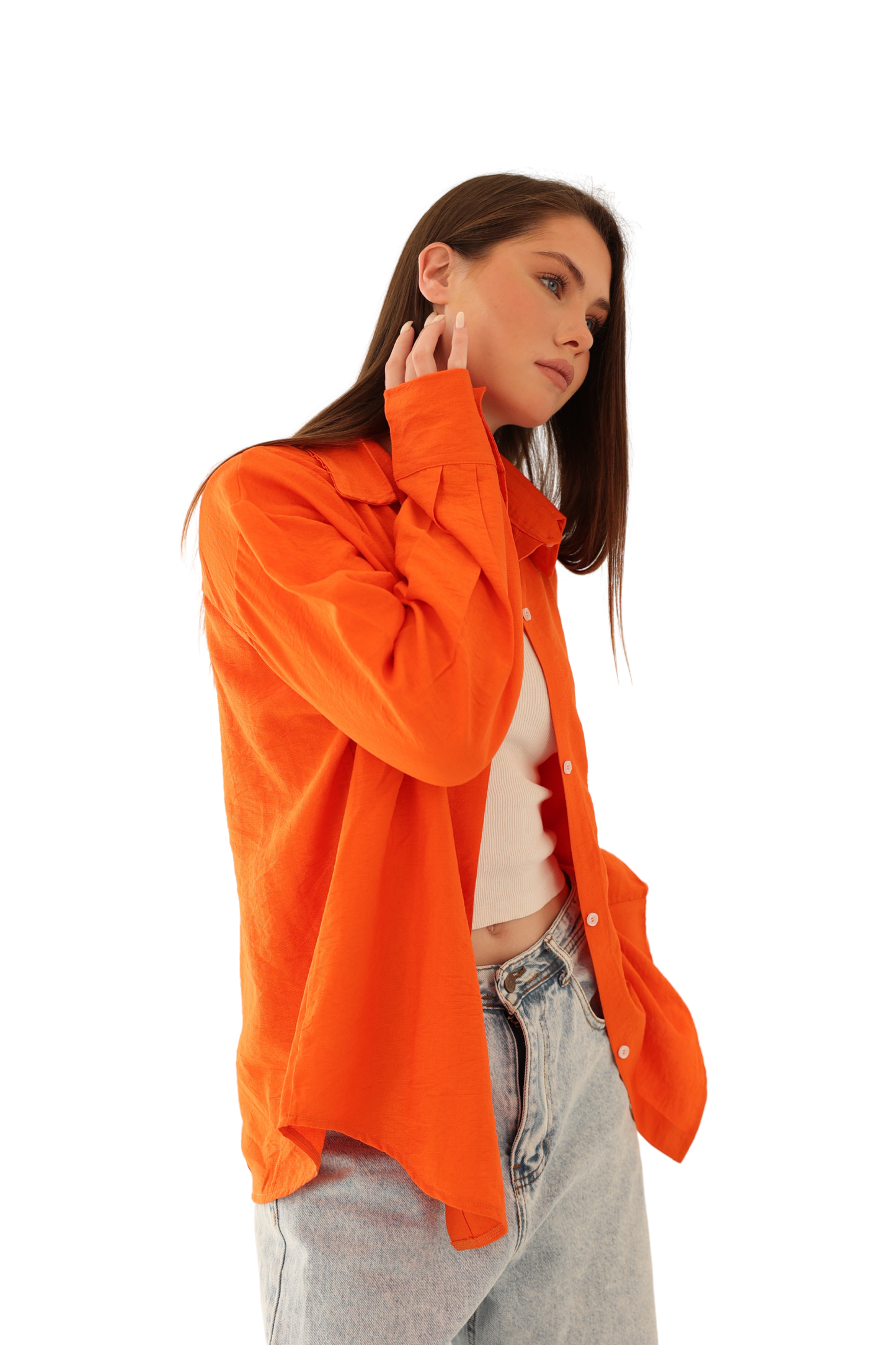 Luna Linen Shirt - Orange