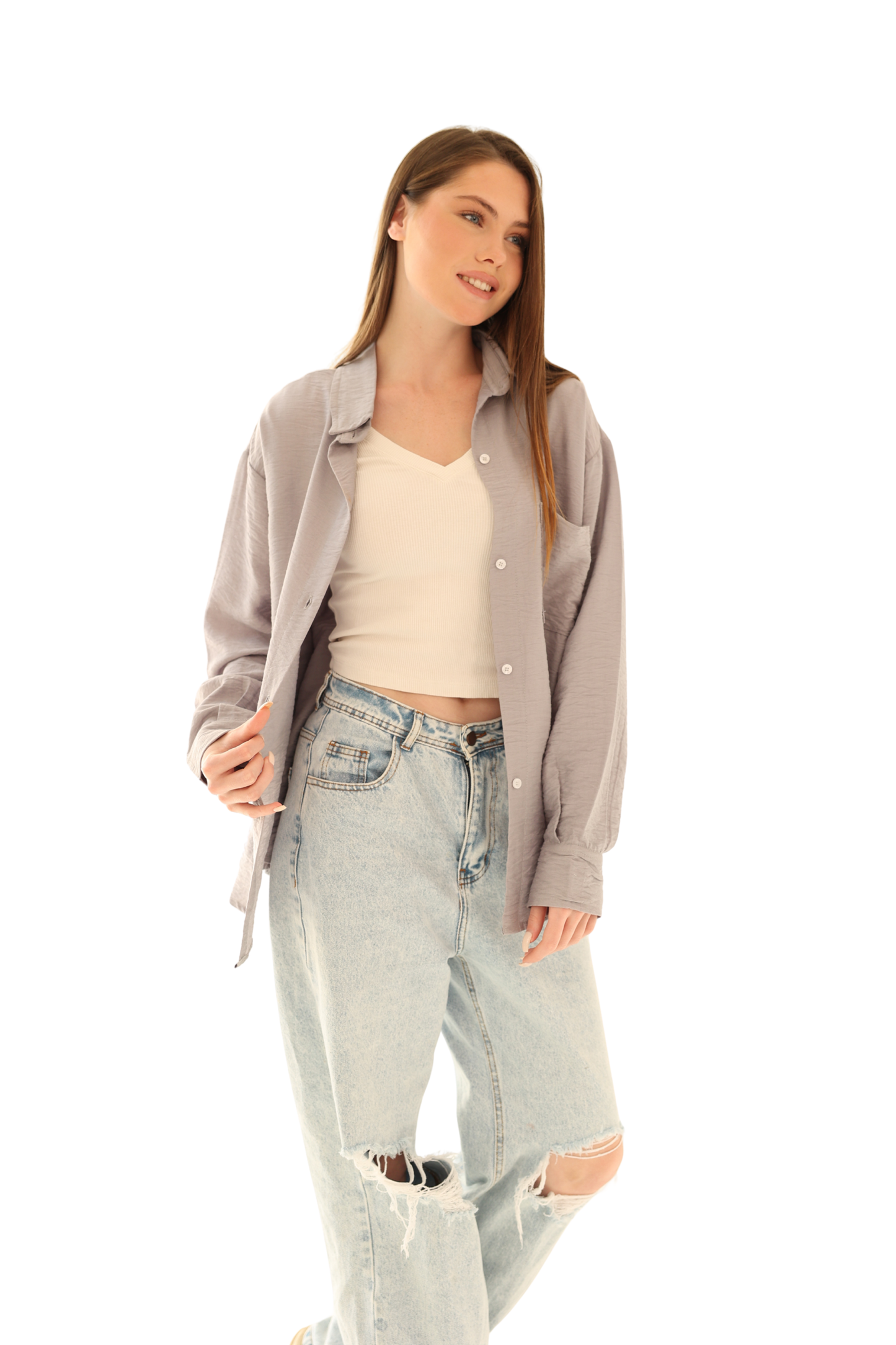 Luna Linen Shirt - Gray