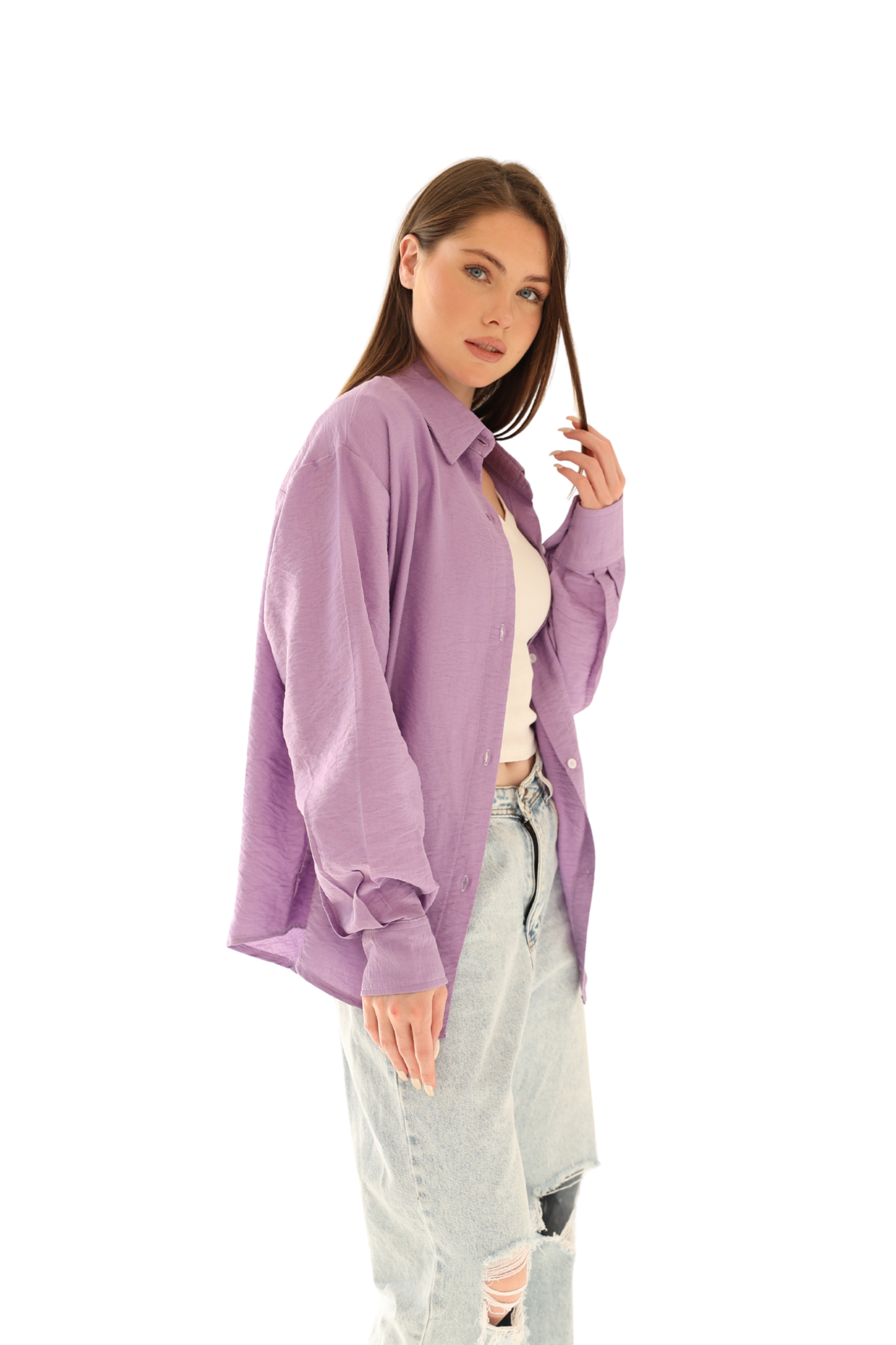 Luna Linen Shirt - Light Purple