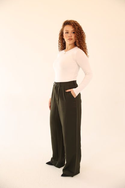 Wide Leg pants - Dark Olive