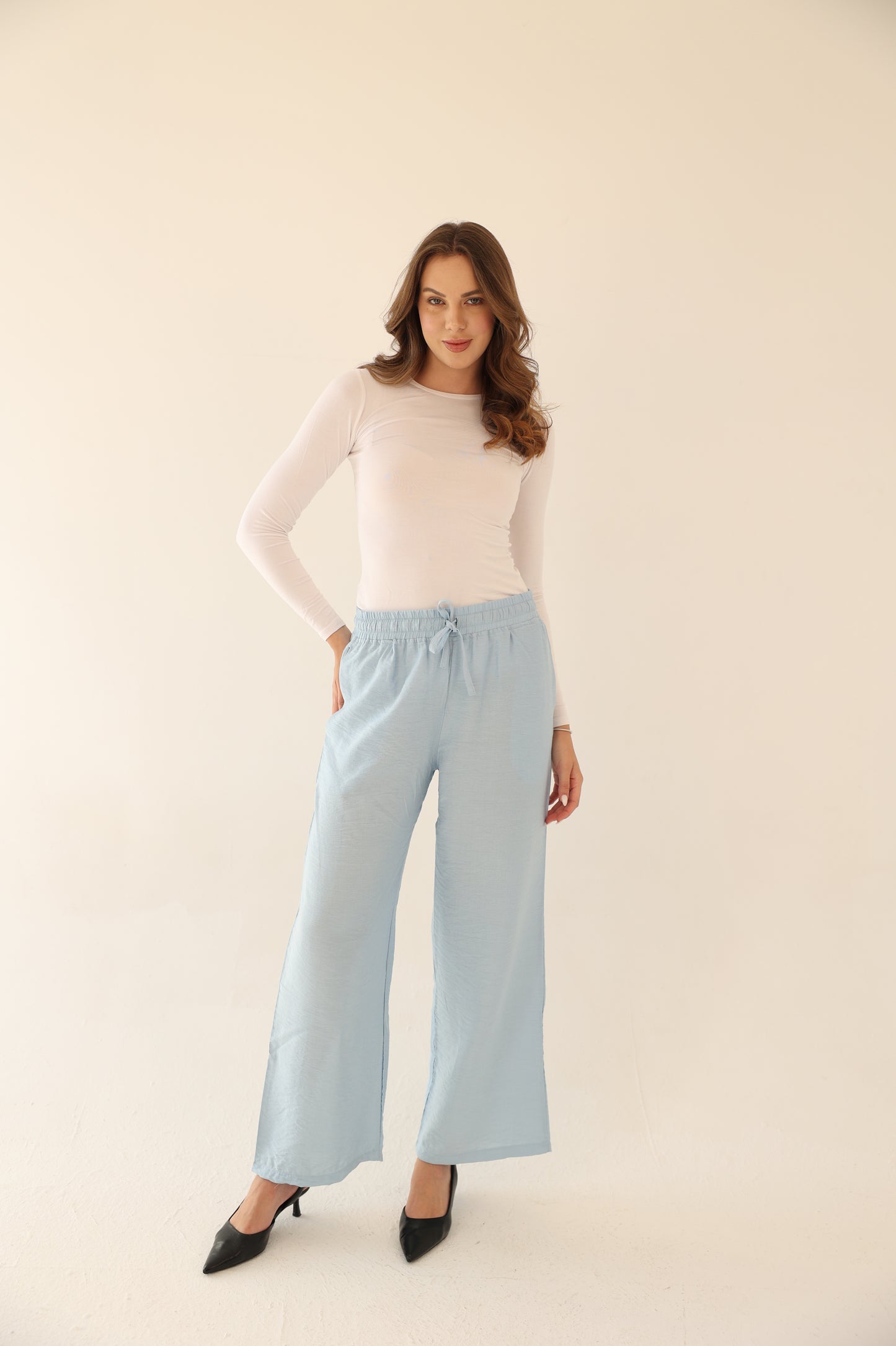 Breeze Linen Pants - Light Blue
