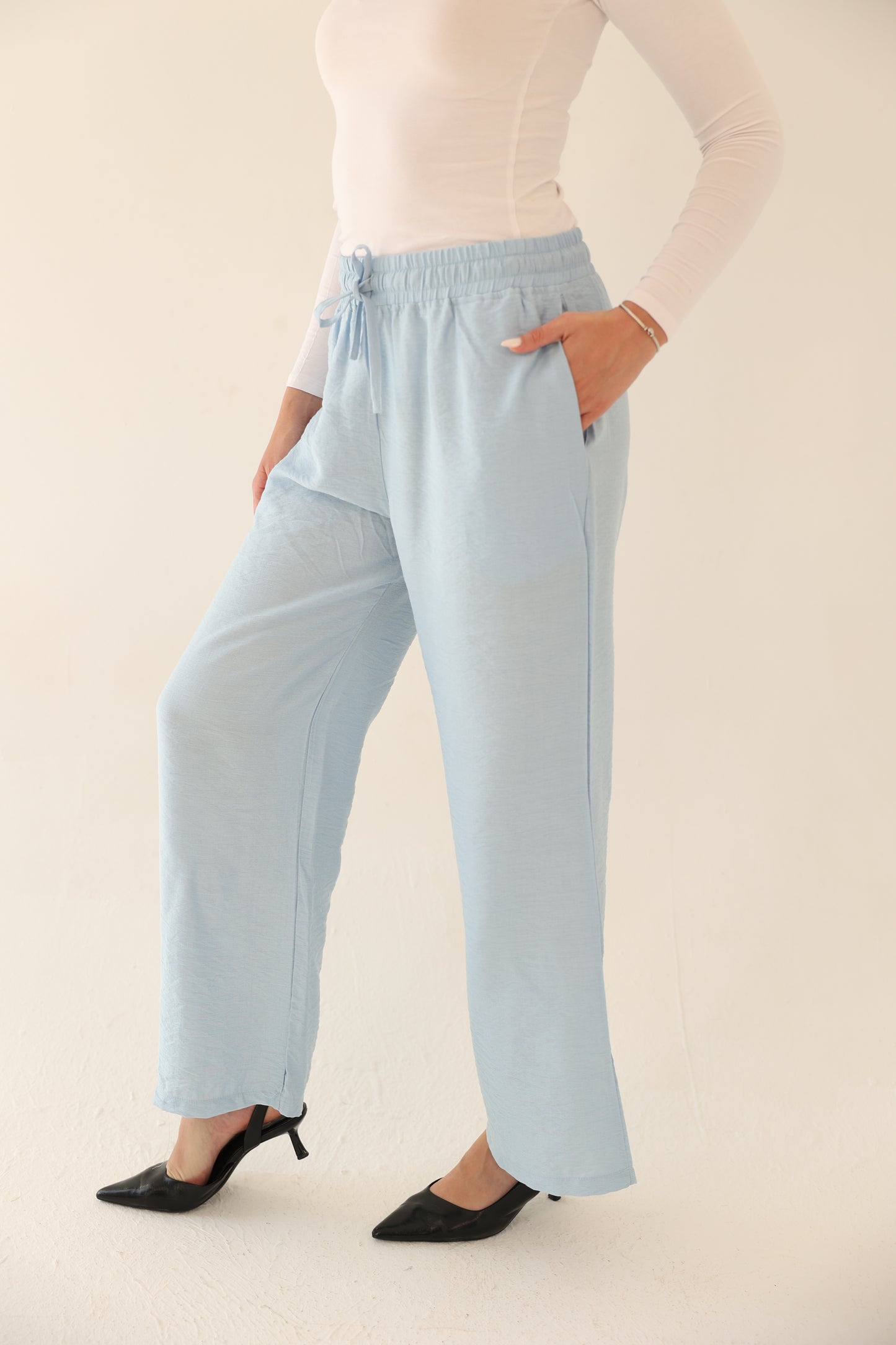 Breeze Linen Pants - Light Blue