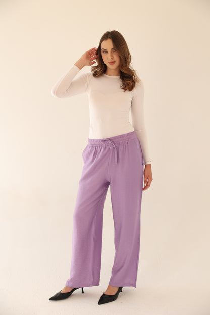 Breeze Linen Pants - Light Purple