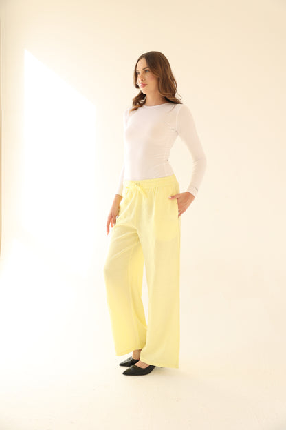Breeze Linen Pants - Yellow