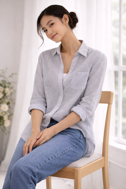 Luna Linen Shirt - Gray