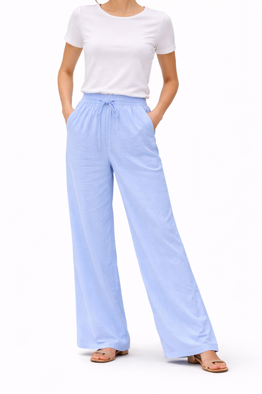 Breeze Linen Pants - Light Blue